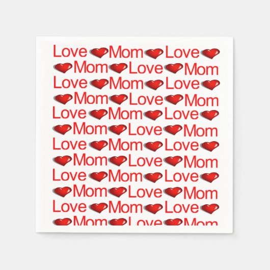 Serviette En Papier Papier serviettes, Coeurs rouges Aimer maman (Devant)