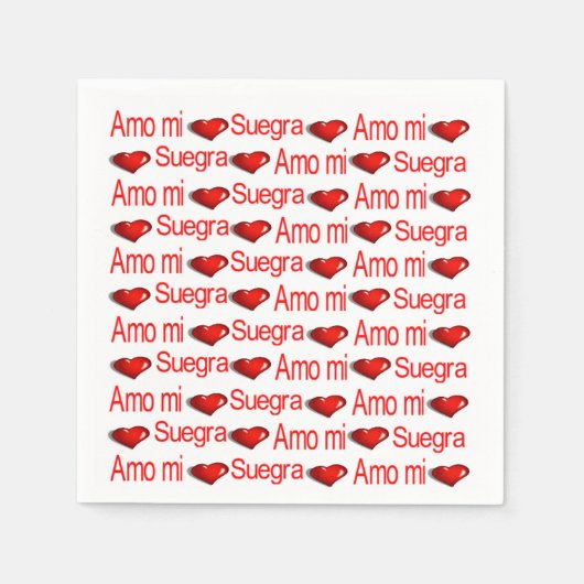 Serviette En Papier Papier serviettes, Coeurs rouges Aimer Suegra espa (Devant)