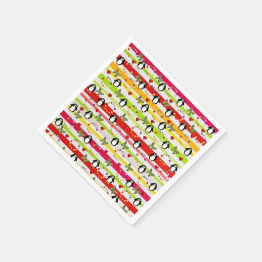 Serviette En Papier Papier serviettes, Coeurs rouges pingouins rayures (Coin)