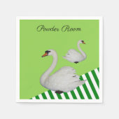 Serviette En Papier Papier serviettes, Cygnes Vert Blancs (Devant)