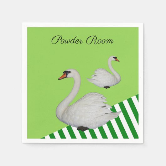 Serviette En Papier Papier serviettes, Cygnes Vert Blancs (Devant)