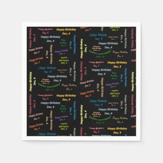 Serviette En Papier Papier serviettes décembre, 4 anniversaire (Devant)