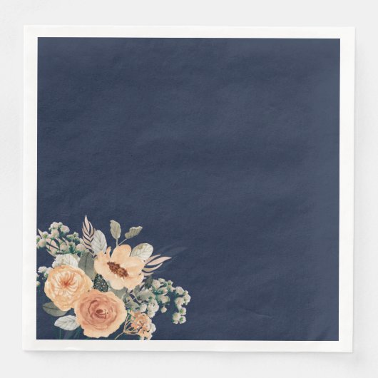 Serviette En Papier Papier serviettes, Elégant bleu floral (Devant)