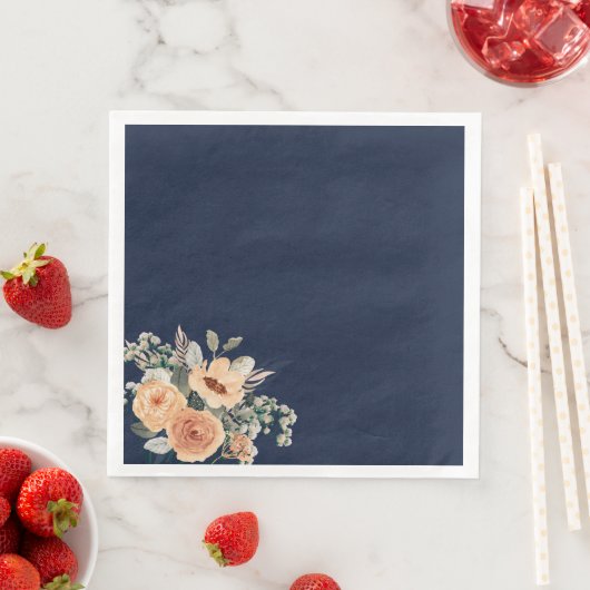 Serviette En Papier Papier serviettes, Elégant bleu floral (En situation)