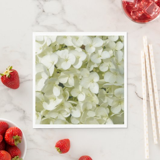 Serviette En Papier Papier Serviettes-Hydrangées Blanches (En situation)