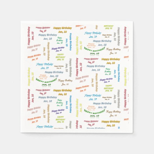 Serviette En Papier Papier serviettes Janvier, 10 Anniversaire (Devant)