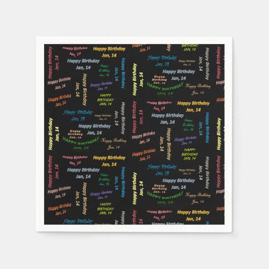 Serviette En Papier Papier serviettes Janvier, 14 Anniversaire (Devant)