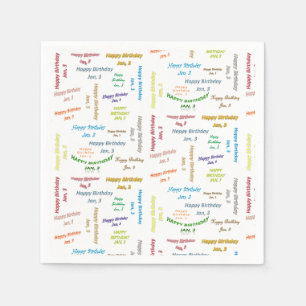 Serviette En Papier Papier serviettes Janvier, 3 Anniversaire