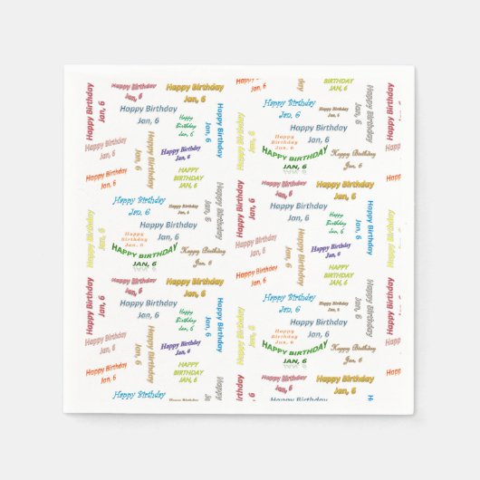 Serviette En Papier Papier serviettes Janvier, 6 Anniversaire (Devant)