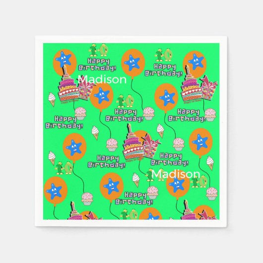 Serviette En Papier Papier serviettes, Joyeux 10e anniversaire Ballons (Devant)