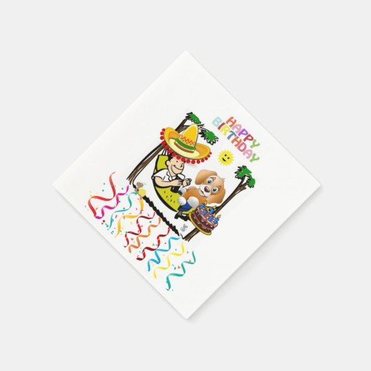 Serviette En Papier Papier serviettes, Joyeux Anniversaire Homme Chien (Coin)