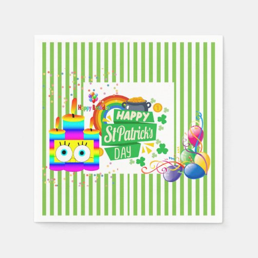 Serviette En Papier Papier serviettes, Joyeux anniversaire St. Patrick (Devant)
