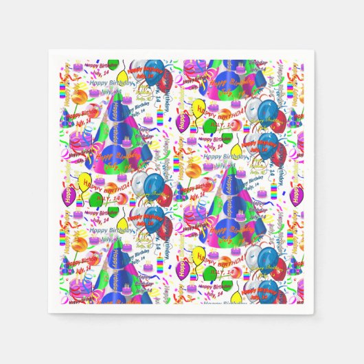 Serviette En Papier Papier serviettes Juillet, 14 Anniversaire (Devant)