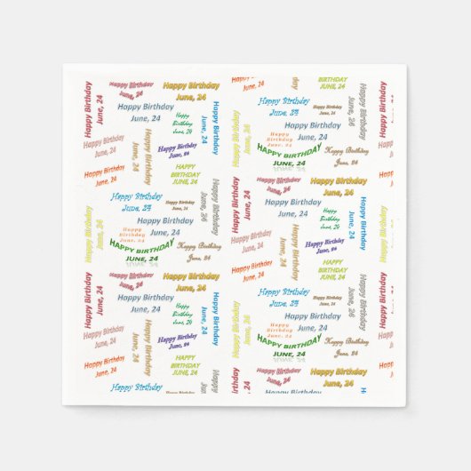 Serviette En Papier Papier serviettes Juin, 24 Anniversaire (Devant)