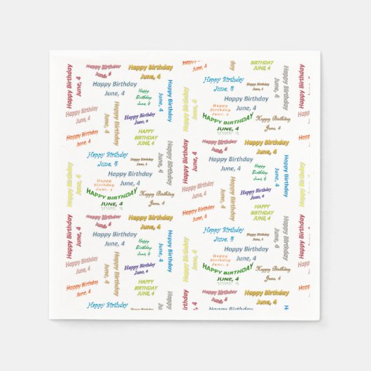 Serviette En Papier Papier serviettes Juin, 4 Anniversaire (Devant)