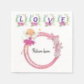 Serviette En Papier Papier serviettes, Love Pink Fairy Floral (Devant)