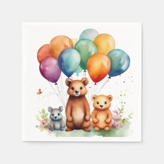 Serviette En Papier Papier serviettes mignonette Animaux Fête (Devant)