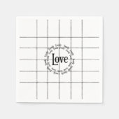 Serviette En Papier Papier serviettes, Noir & Blanc Lignes Amour Famil (Devant)