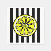 Serviette En Papier Papier serviettes, noir & blanc rayures citrons (Devant)