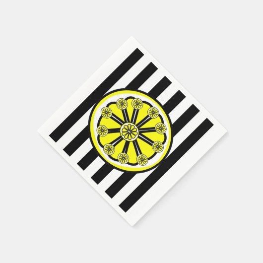 Serviette En Papier Papier serviettes, noir & blanc rayures citrons (Coin)