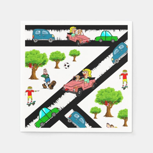 Serviette En Papier Papier serviettes, Park Trees voitures Chien servi (Devant)