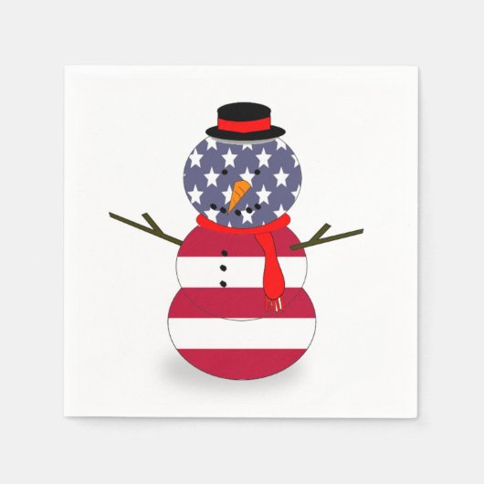 Serviette En Papier Papier serviettes Patriotique Snowman Funny bleu r (Devant)
