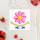 Serviette En Papier Papier serviettes, Pink Flower Gold Chain Poisson (En situation)