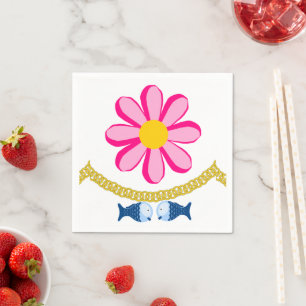 Serviette En Papier Papier serviettes, Pink Flower Gold Chain Poisson