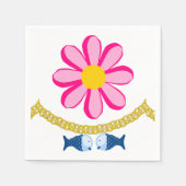 Serviette En Papier Papier serviettes, Pink Flower Gold Chain Poisson (Devant)
