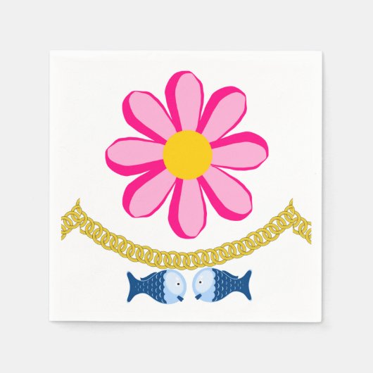 Serviette En Papier Papier serviettes, Pink Flower Gold Chain Poisson (Devant)