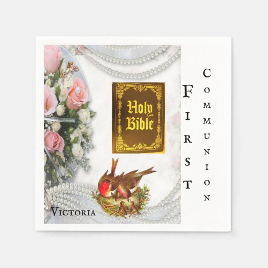 Serviette En Papier Papier serviettes, Première communion Sainte Bible (Devant)