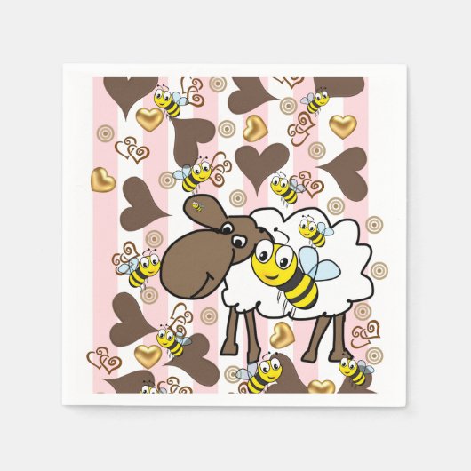 Serviette En Papier Papier Serviettes, Roses et Blancs Beep Beep (Devant)