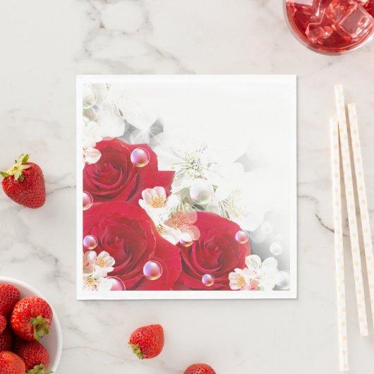 Serviette En Papier Papier serviettes-Roses rouges (En situation)