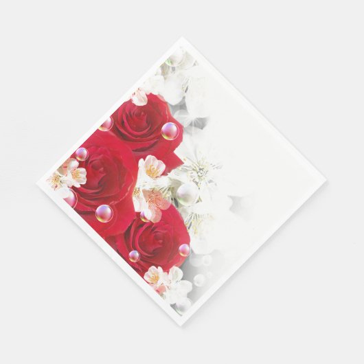 Serviette En Papier Papier serviettes-Roses rouges (Coin)