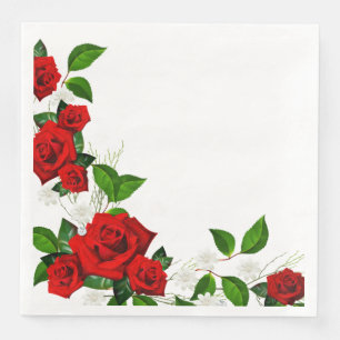 Serviette En Papier Papier serviettes-Roses rouges