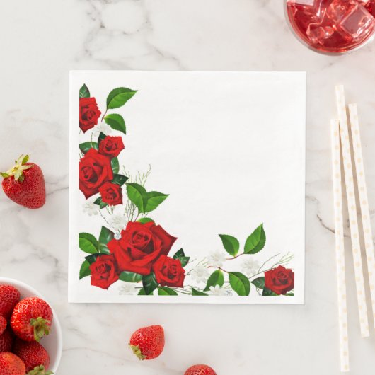 Serviette En Papier Papier serviettes-Roses rouges (En situation)