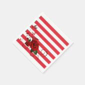 Serviette En Papier Papier serviettes, rouge et blanc rayures florales (Coin)