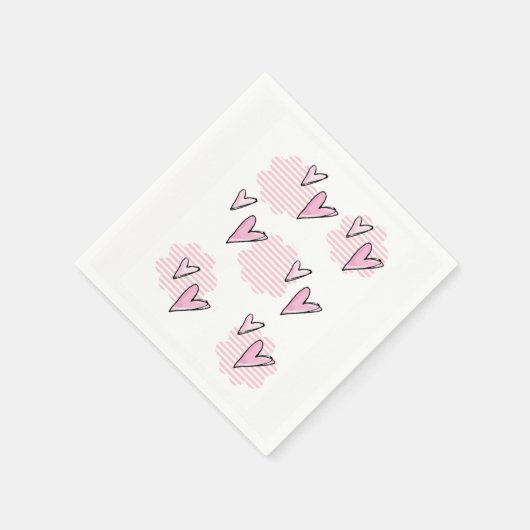 Serviette En Papier Papier serviettes Saint-Valentin Coeurs en rayures (Coin)