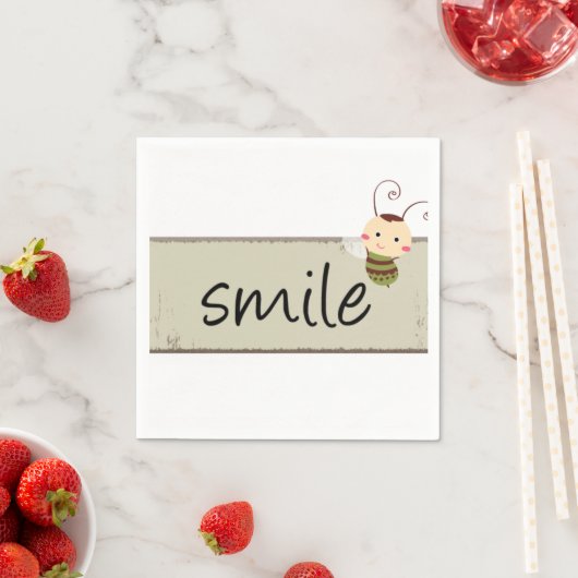 Serviette En Papier Papier serviettes, Sourire Bumblebee Beige Floral (En situation)