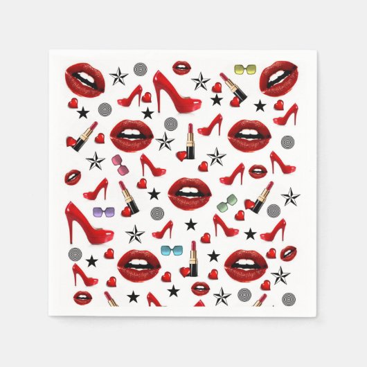 Serviette En Papier Papier serviettes, talons rouges lèvres Lipstick (Devant)