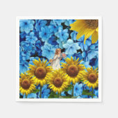 Serviette En Papier Papier serviettes, tournesol Angel Bleu noir Flora (Devant)