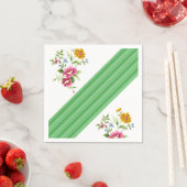 Serviette En Papier Papier serviettes, vert et blanc Floral (En situation)