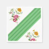 Serviette En Papier Papier serviettes, vert et blanc Floral (Devant)