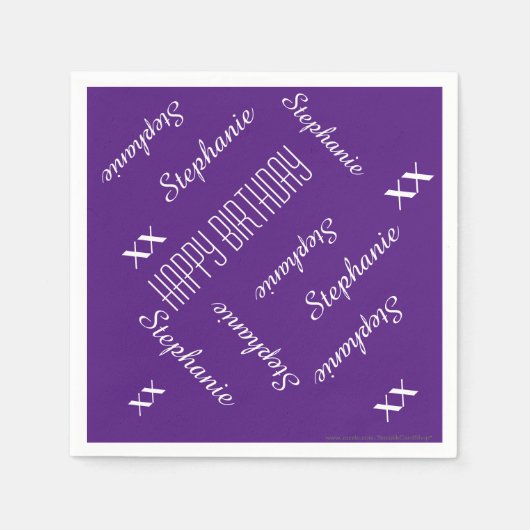 Serviette En Papier Papier serviettes violet Adulte Anniversaire Nom r (Devant)