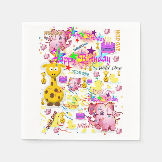 Serviette En Papier Papier serviettes Wild un premier anniversaire (Devant)