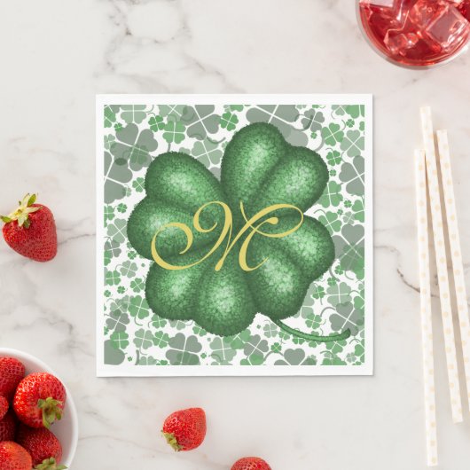 Serviette En Papier Papier Shamrock Monogramme (En situation)