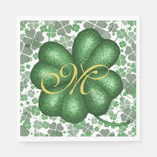 Serviette En Papier Papier Shamrock Monogramme (Devant)