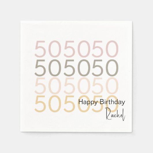 Serviette En Papier Papier simple moderne 50e anniversaire Napkin (Devant)