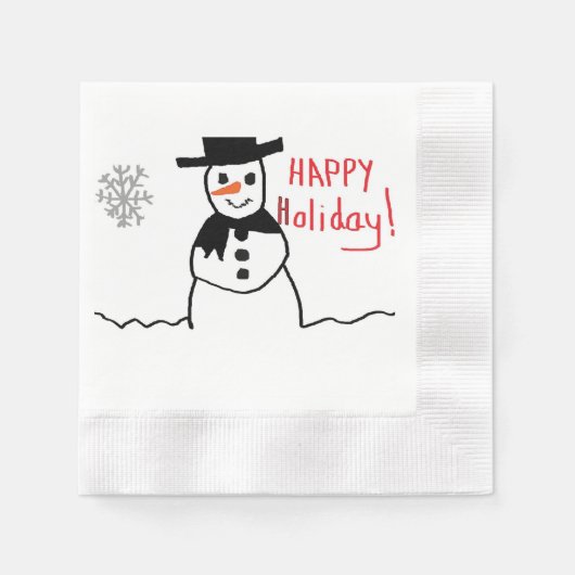 Serviette En Papier Papier Snowman Napkin (Devant)