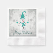 Serviette En Papier Papier Snowman turquoise (Devant)